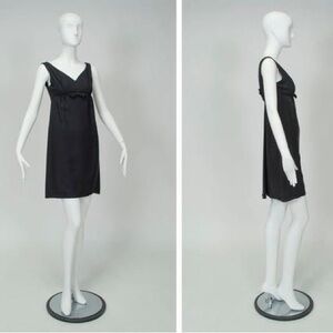 Vintage black square back babydoll mini dress, Mod 1960s pinafore